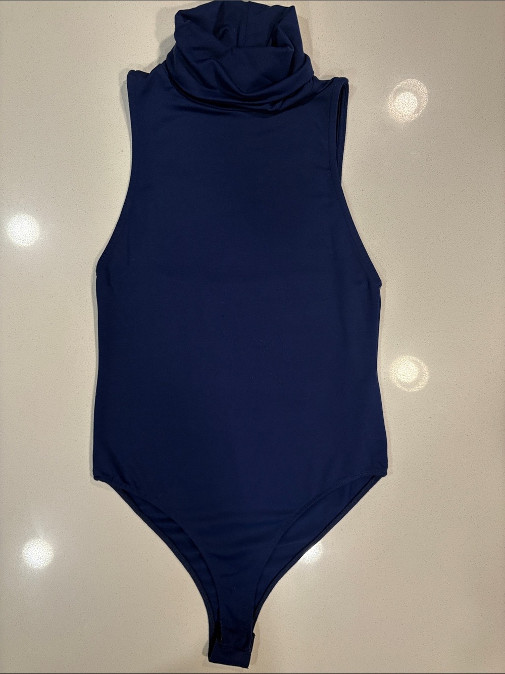 Zara Navy Sleeveless Turtleneck One-Piece Bodysuit
